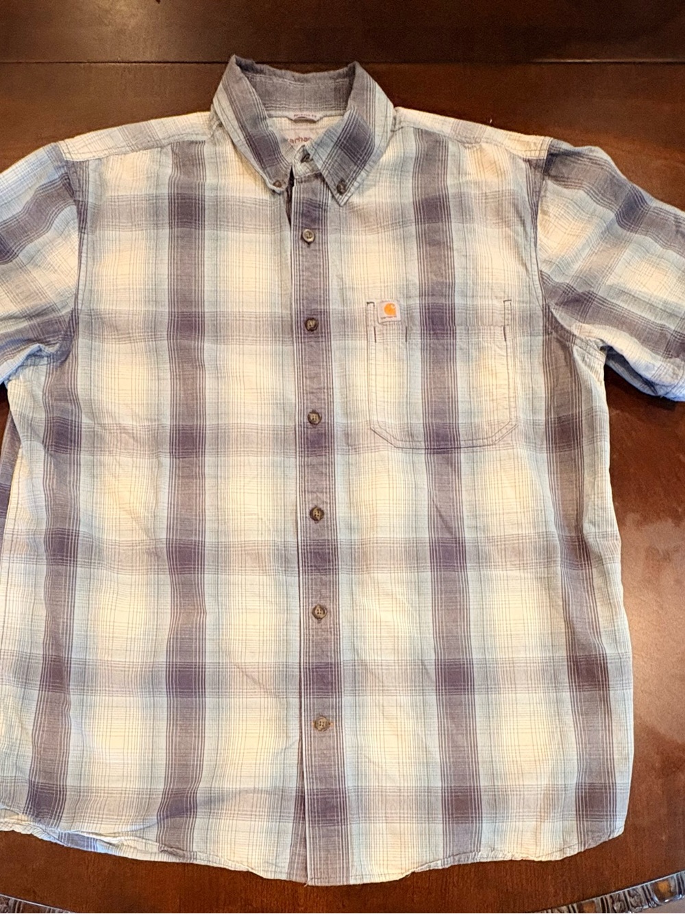 Carhartt Men’s Large Plaid Short Sleeve Button Up Shirt Relaxed Fit Workwear